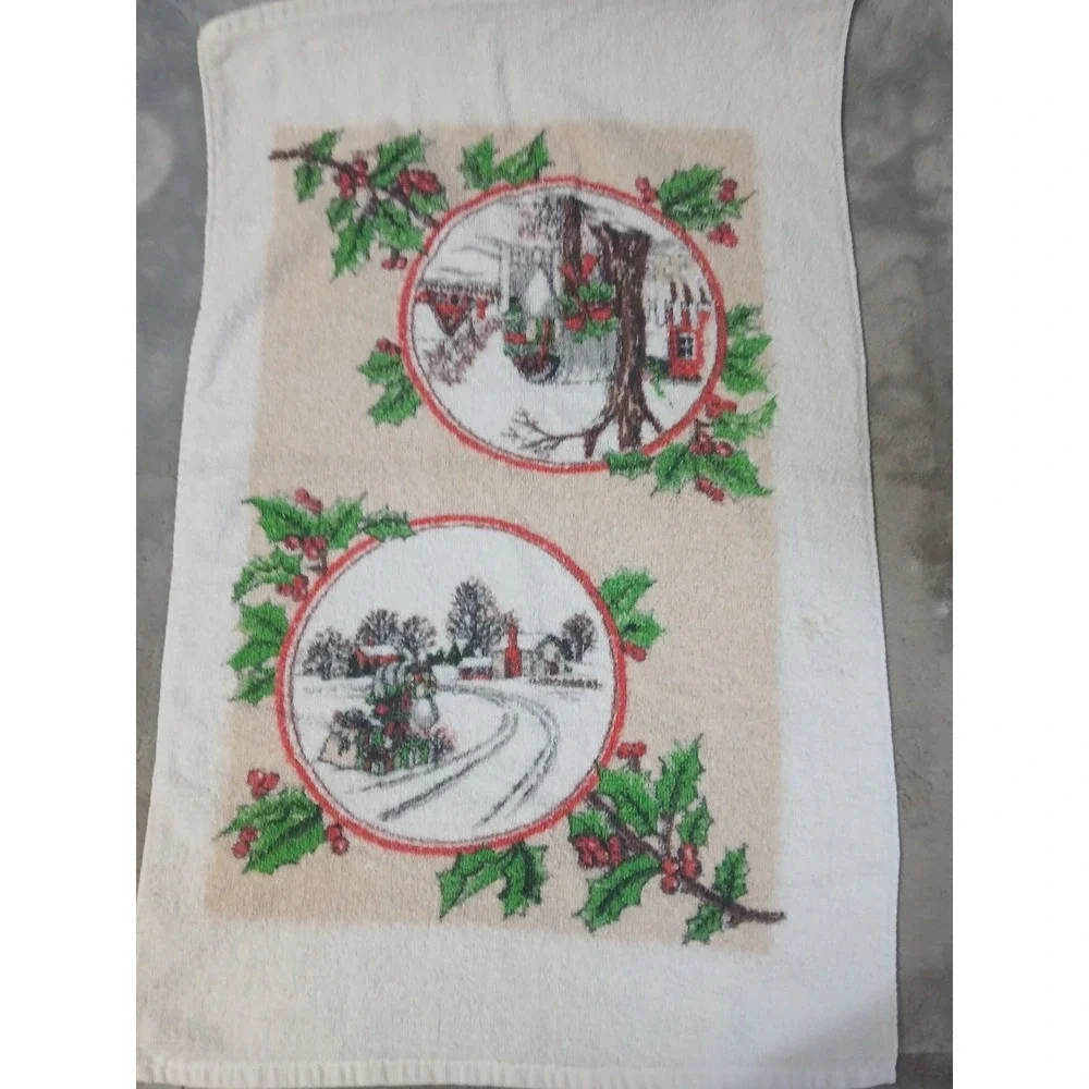 2 Christmas Kitchen‎ Towels Terrycloth Dish Hand Country Farm Mail Box READ